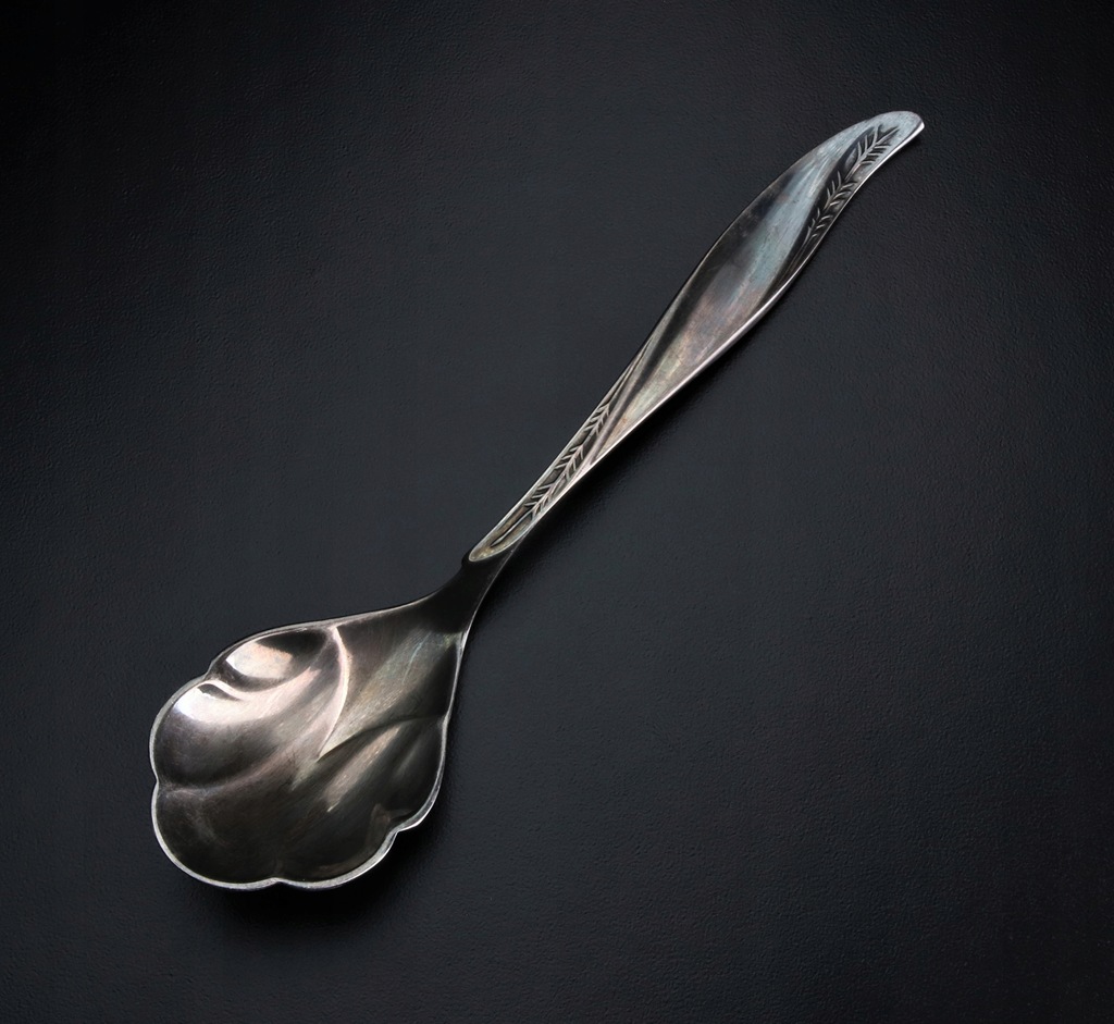 ANK STARA ŁYŻECZKA DO CUKRU HEFRA WZÓR AMERYKAŃSKI PRL PLATEROWANA