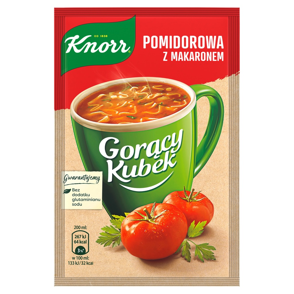 Gorącu kubek Knorr pomidorowa z makaronem 19 g