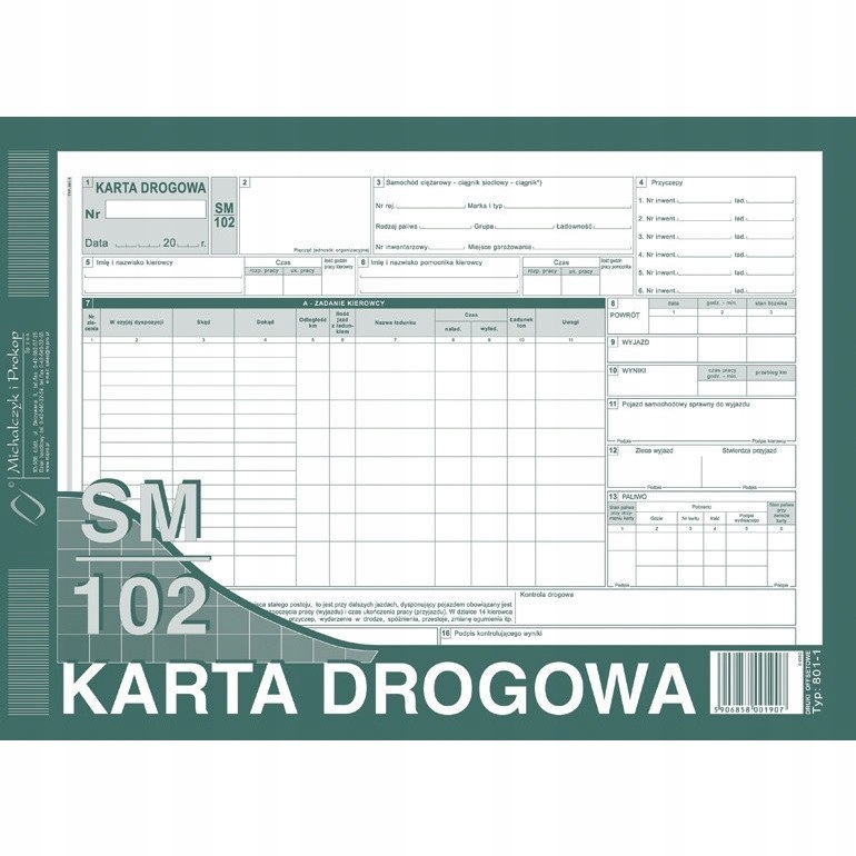 KARTA DROGOWA - SAMOCHÓD CIĘŻAROWY A4 (OFFSET)