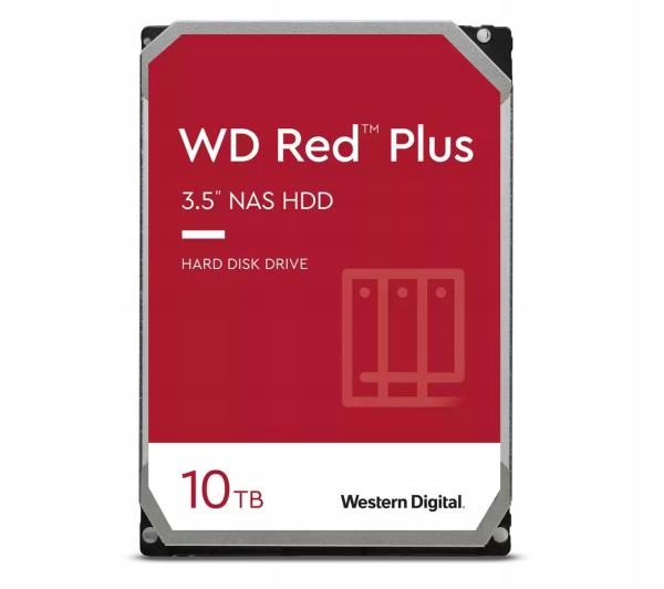 Dysk twardy WD Red Plus 10TB WD101EFBX 3,5'' 7200 obr/min wewnętrzny do NAS