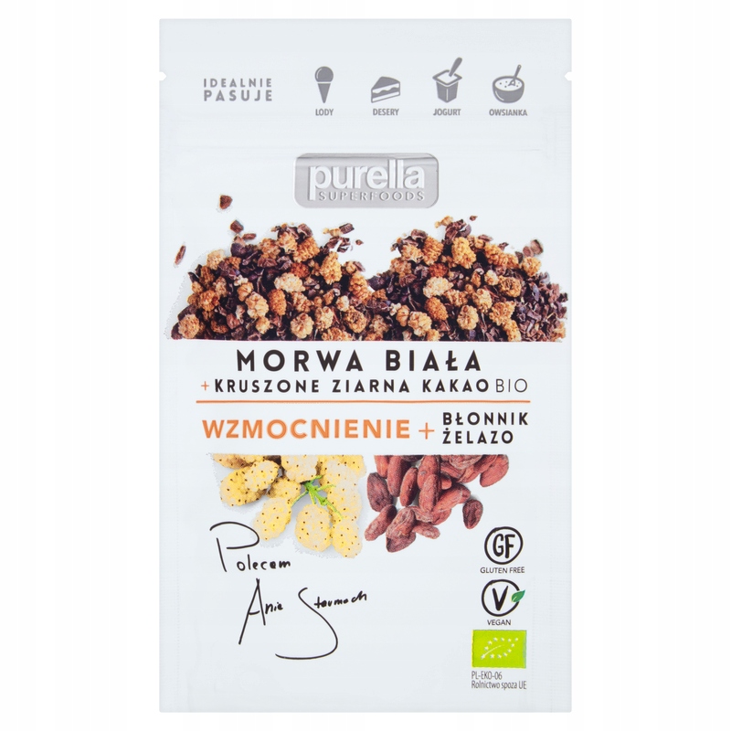 Purella Superfoods Morwa biała ziarna kakao Bio45g