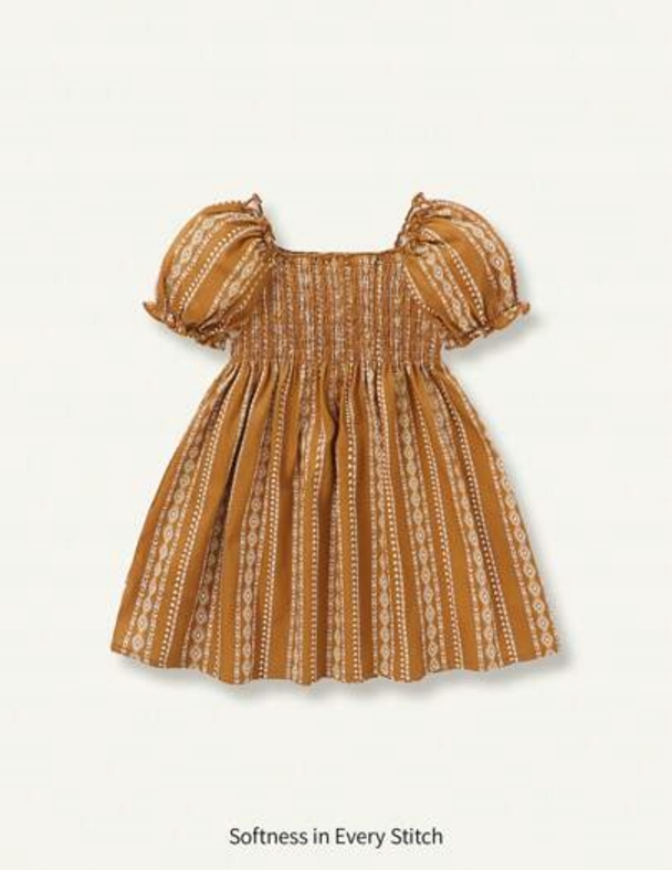 SHEIN SUKIENKA NIEMOWLĘCA BRĄZOWA KRÓTKI RĘKAW 86-92CM 105