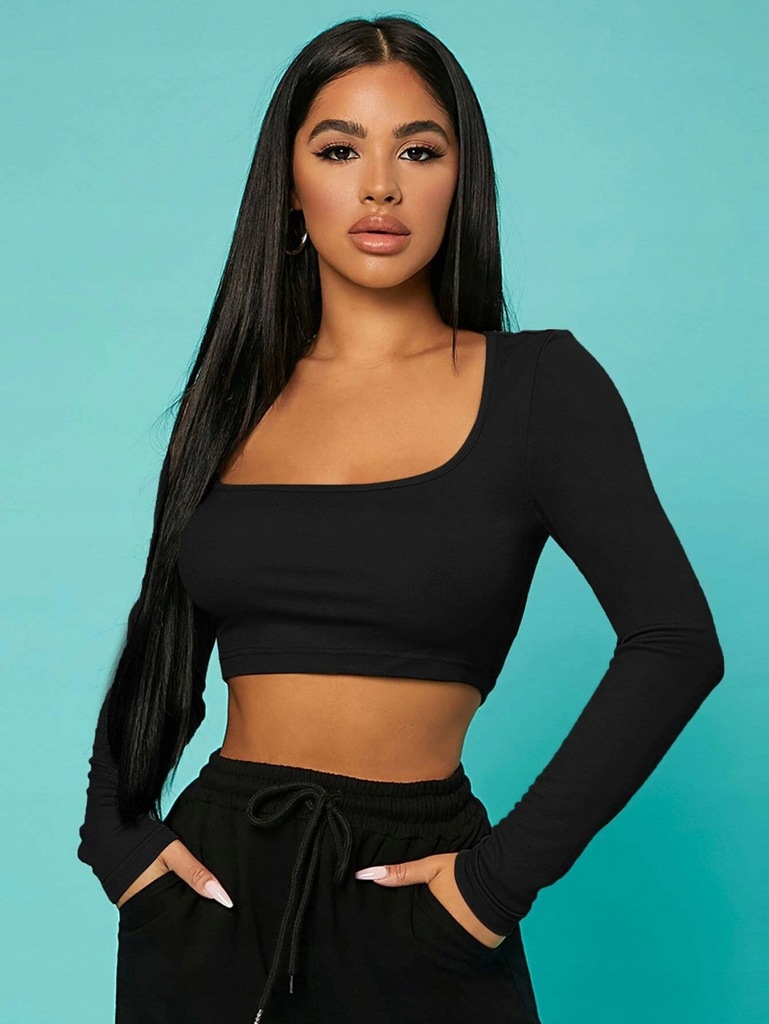 SHEIN CROP TOP DŁUGI REKAW 97A LT6__XS