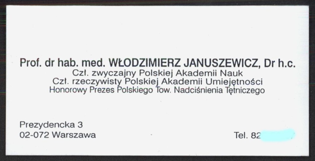 Prof. Włodzimierz Januszewicz - wizytówka