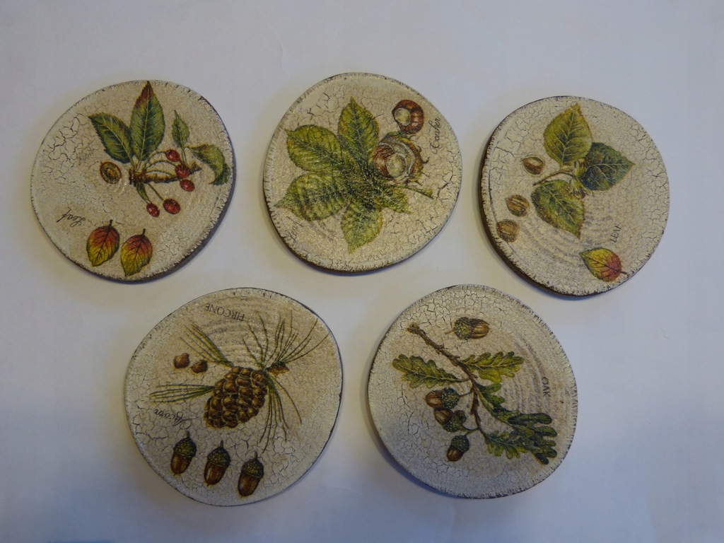 Podkładki pod kubek decoupage 10cm komplet 5szt