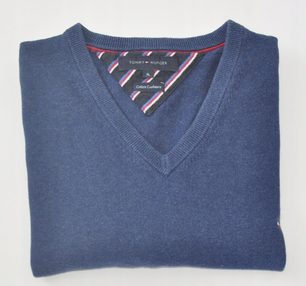 TOMMY HILFIGER sweter PULOWER kaszmir karo XL