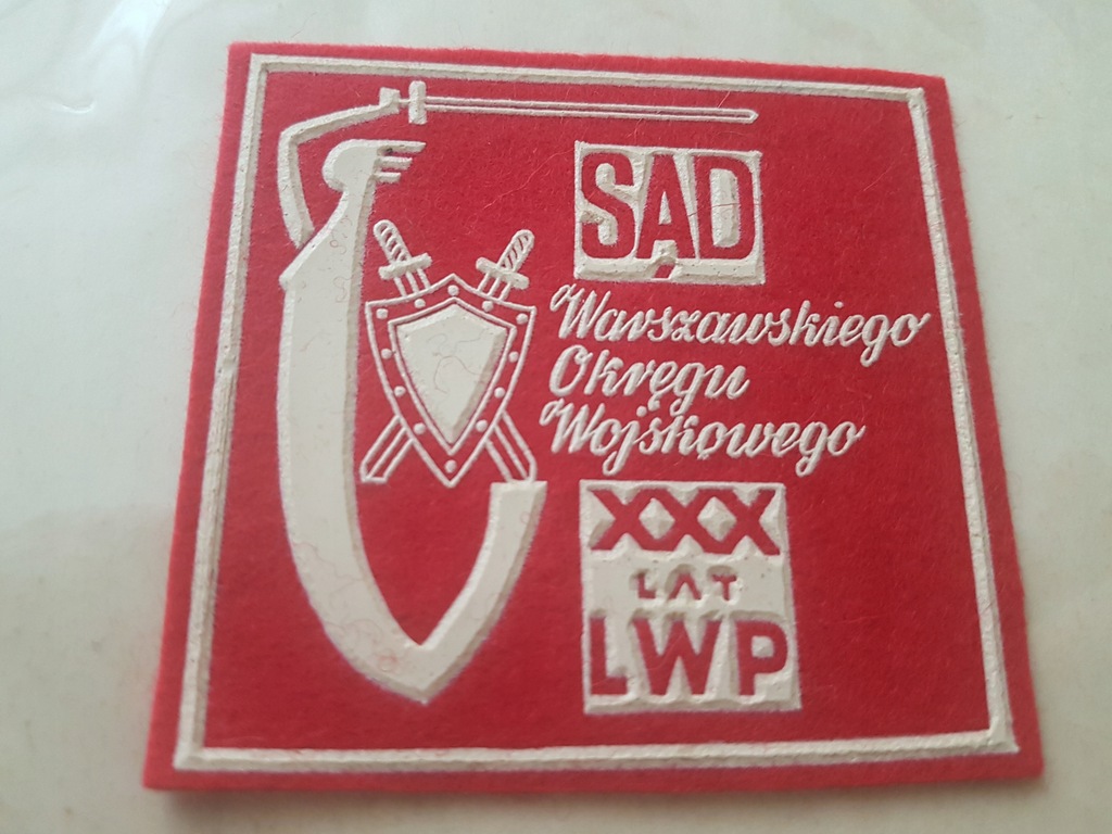 Sąd Warszawski Okręg Wojsko naszywka PRL LWP