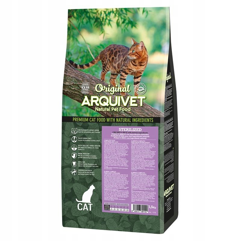 ZDROWA ARQUIVET CAT ORIGINAL DLA KOTÓW STERYLIZOWANYCH KURCZAK Z RYŻEM 7 KG