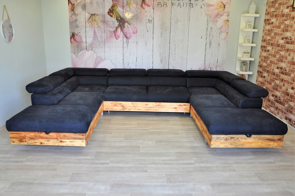 Narożnik z elementami drewna od Ręki z funkcją