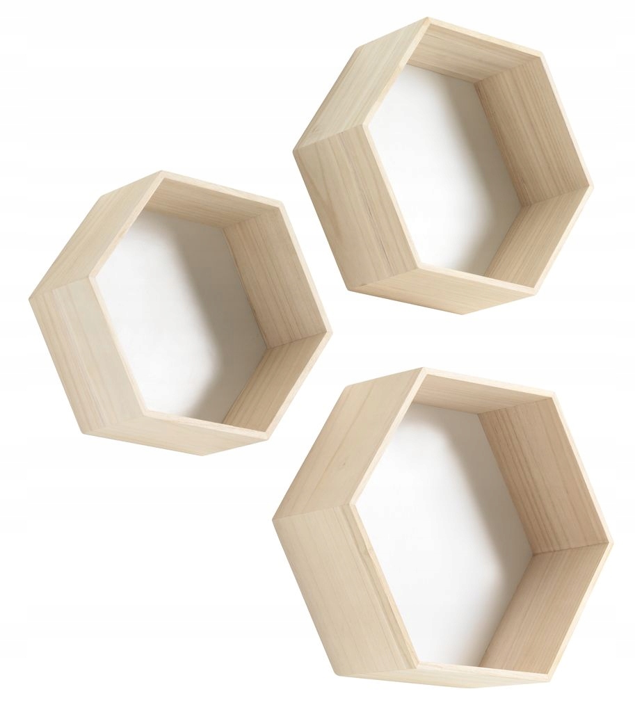 Półka Hexagon Plaster Miodu drewno KPL 3 szt.