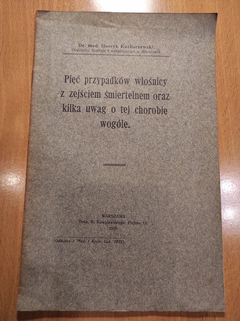 Pięć przypadków włośnicy zejściem śmiertelnem 1918