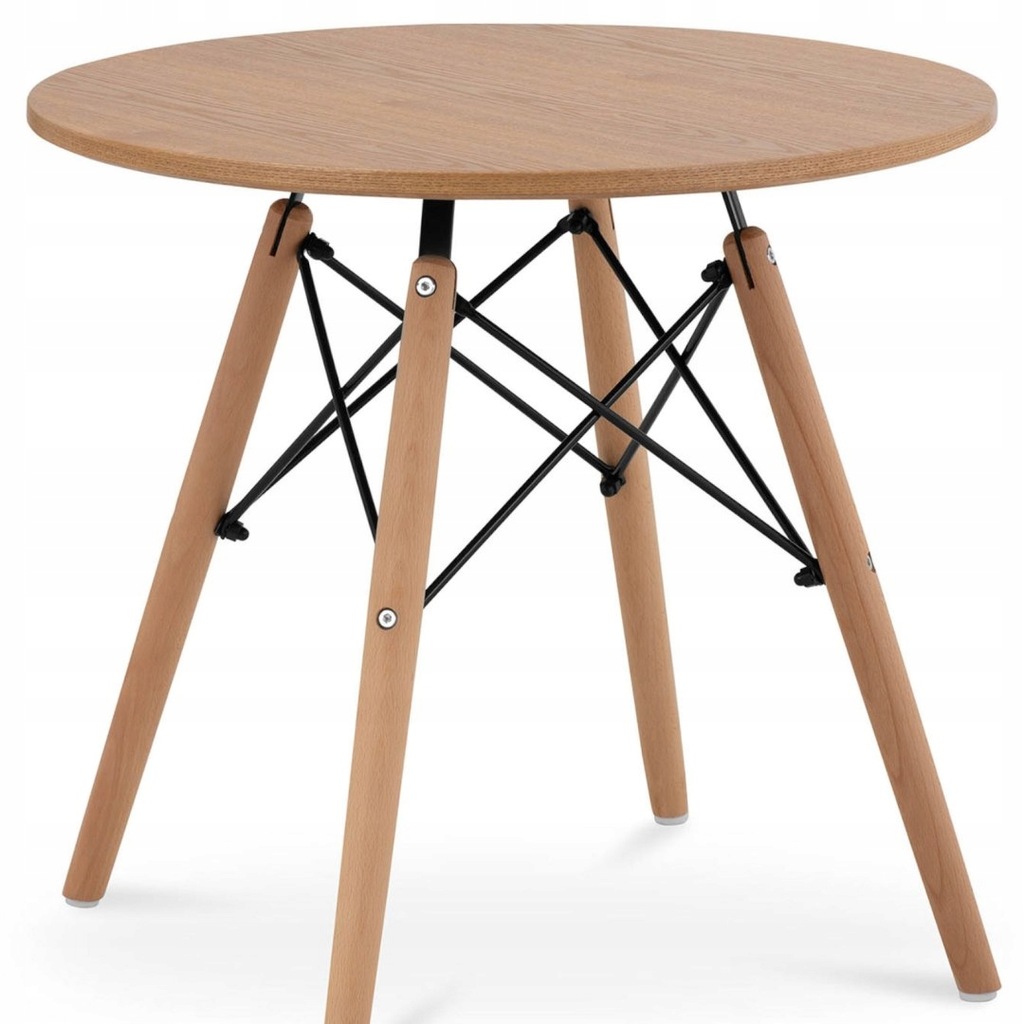 Stół stolik okrągły z drewnianymi nogami uniwersal