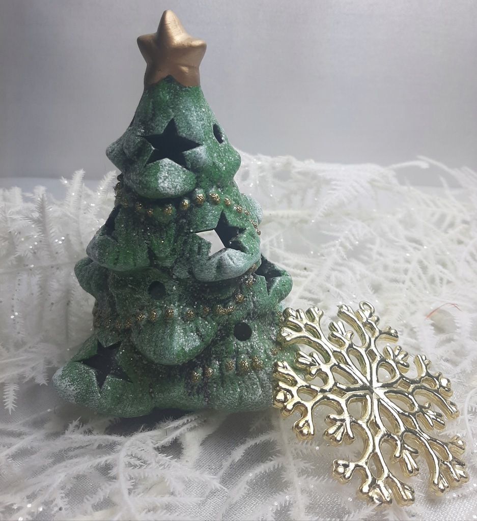 Świecznik świąteczny na tealight choinka zielona