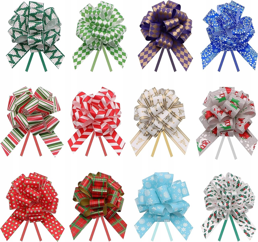 Wstążki świąteczne 12 sztuk zciągane