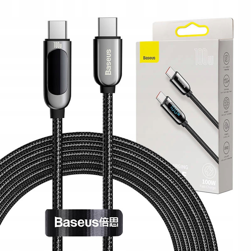 BASEUS KABEL PRZEWÓD USB TYP C DO USB TYP C SZYBKIE ŁADOWANIE 100W 2M CHIP