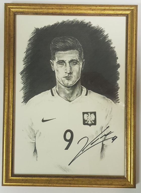 Robert Lewandowski - rysunek z autografem