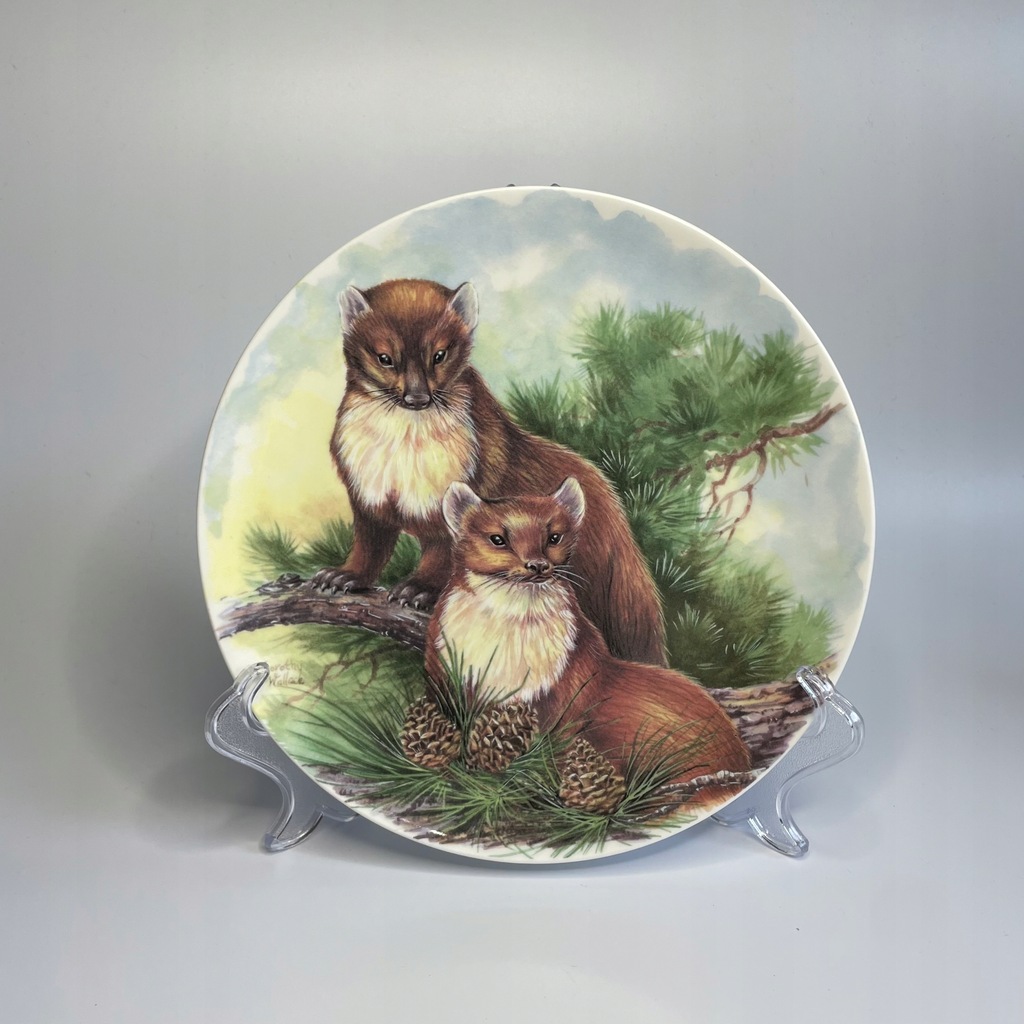 Talerz porcelanowy kolekcjonerski Kuna Leśna zwierzęta