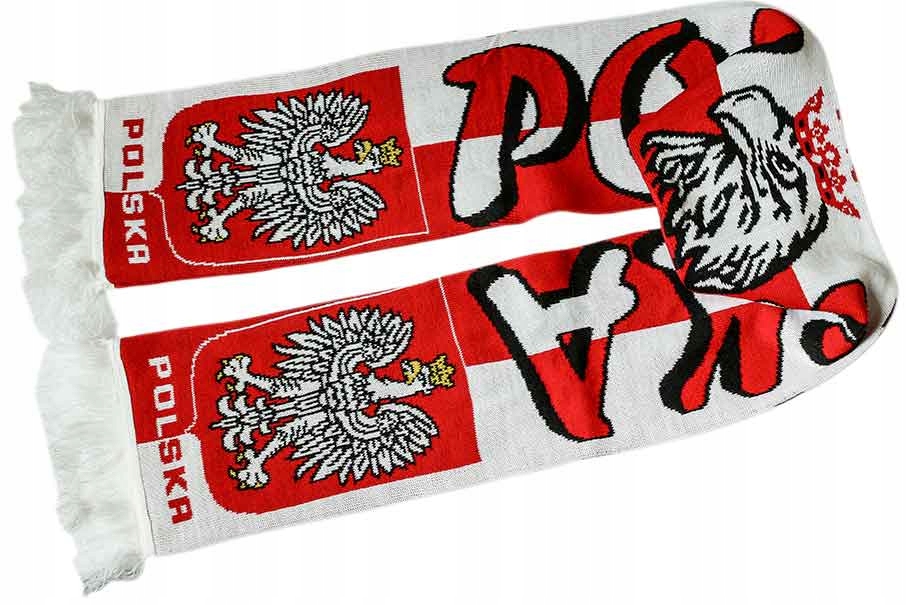 Szalik Polska biało-czerwone litery z orłem