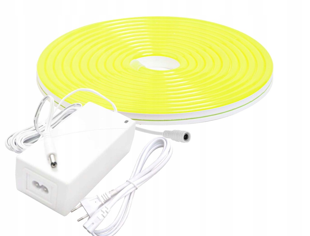 ZESTAW 5M NEON Taśma LED 12V MOCNY ŻÓŁTY +ZASILACZ