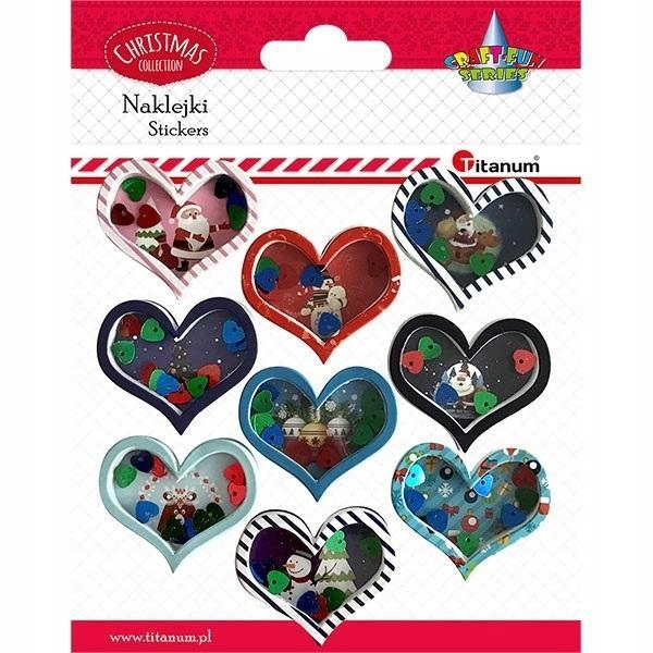 NAKLEJKI 3D SERCA Z ZIMOWYMI WIDOCZKAMI 9SZT