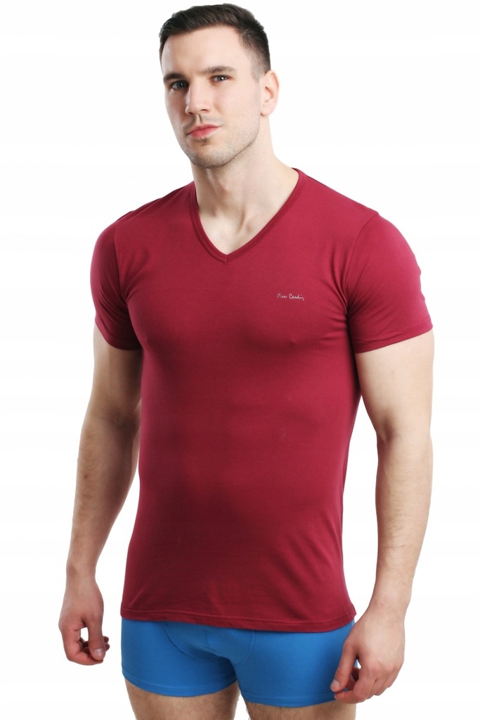 Pierre Cardin Vneck bordo Koszulka męska L