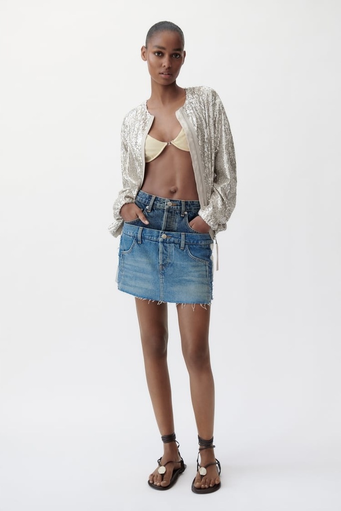 小物 marara179 KURTKA ZARA BOMBERKA CEKINOWA BEŻOWA NOWA 36/S - 14158128990