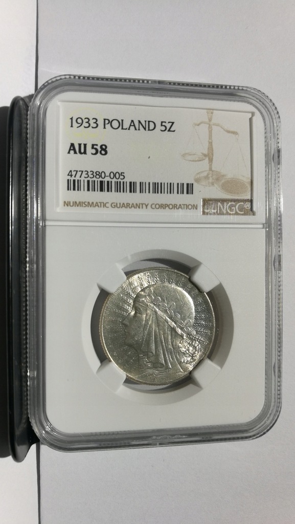 5 zł Głowa Kobiety 1933 rok NGC AU58