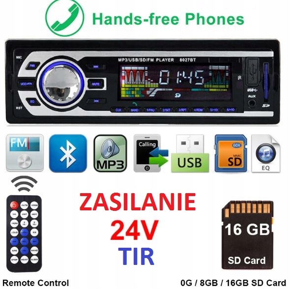 RADIO SAMOCHODOWE 24V DO AUTOBUSU AUTA Z BLUETOOTH 7199153741