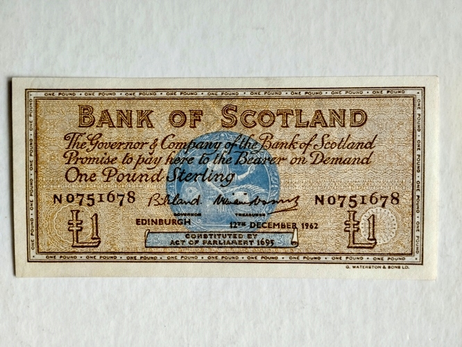 SZKOCJA - 1 funt 1962, P- 102a, Bank of Scotland, piękny banknot !!!