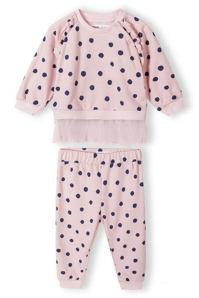 Komplet w grochy bluza z tiulem i joggery MINOTI (3m-3 lata)