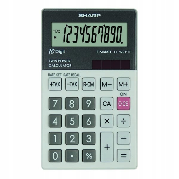 Sharp Kalkulator EL-W211GGY, szara, kieszonkowy, 1