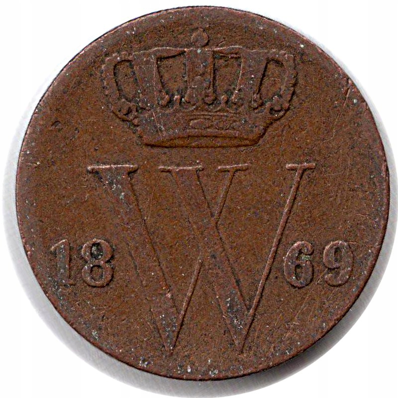 Holandia 1/2 centa 1869,KM#90