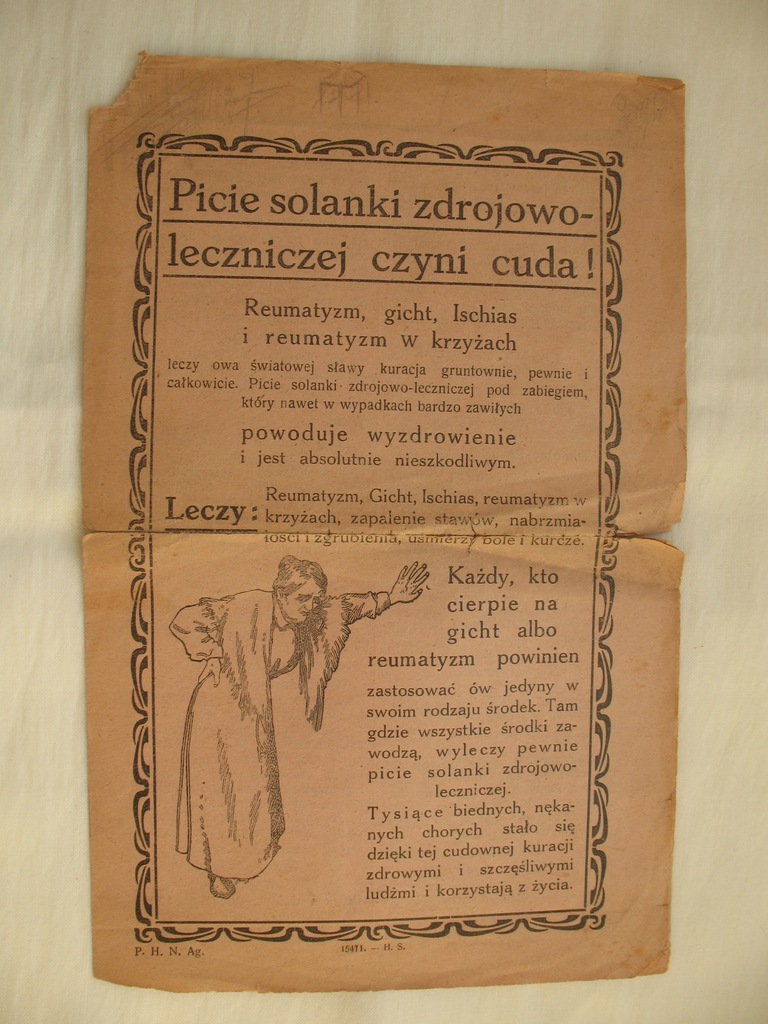 SOLANKA ZDROJOWO-LECZNICZA NA REUMATYZM przedw. ULOTKA REKLAMOWA APTEKA