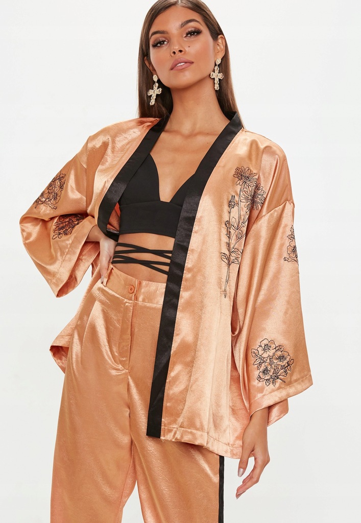 11S038 MISSGUIDED__MD9 KIMONO SATYNA WZÓR__M/L