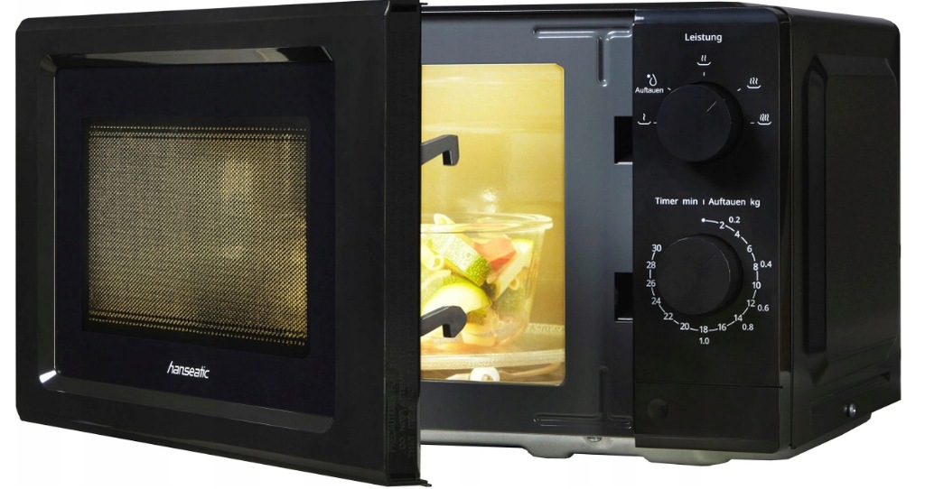 HANSEATIC MIKROWELLE HM19B1M Stylowa kuchenka mikrofalowa 700W czarna 19L