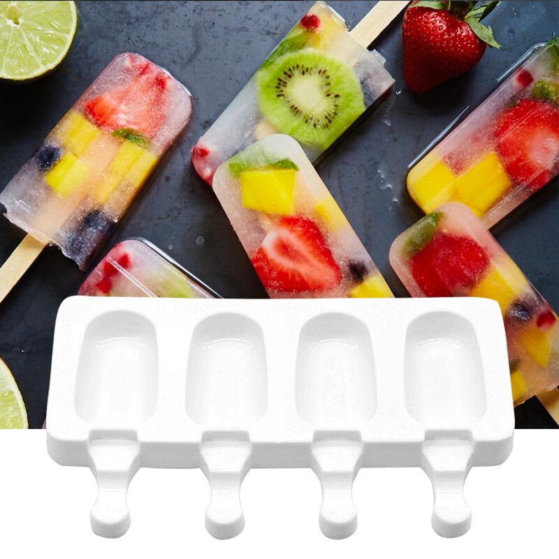 4Hole Silicone Ice Cream Mold With Popsicle Stick
