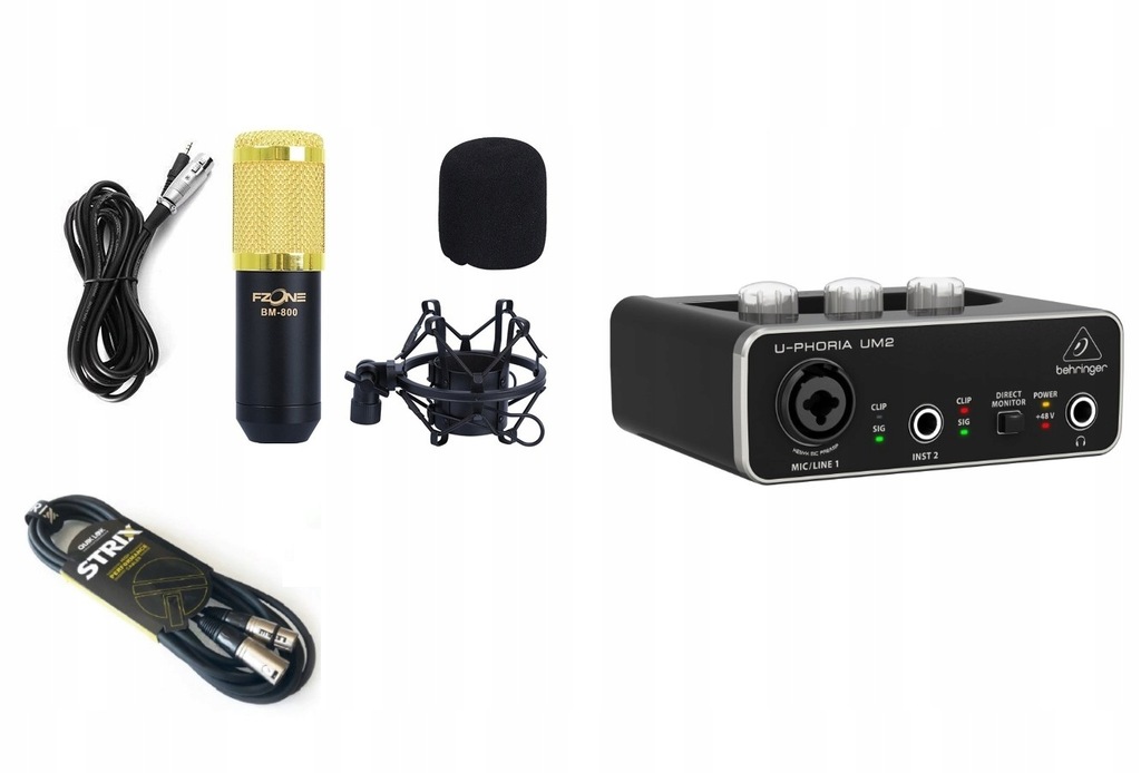 FZONE BM-800+UM2 ZESTAW - MIKROFON+INTERFEJS+KABEL