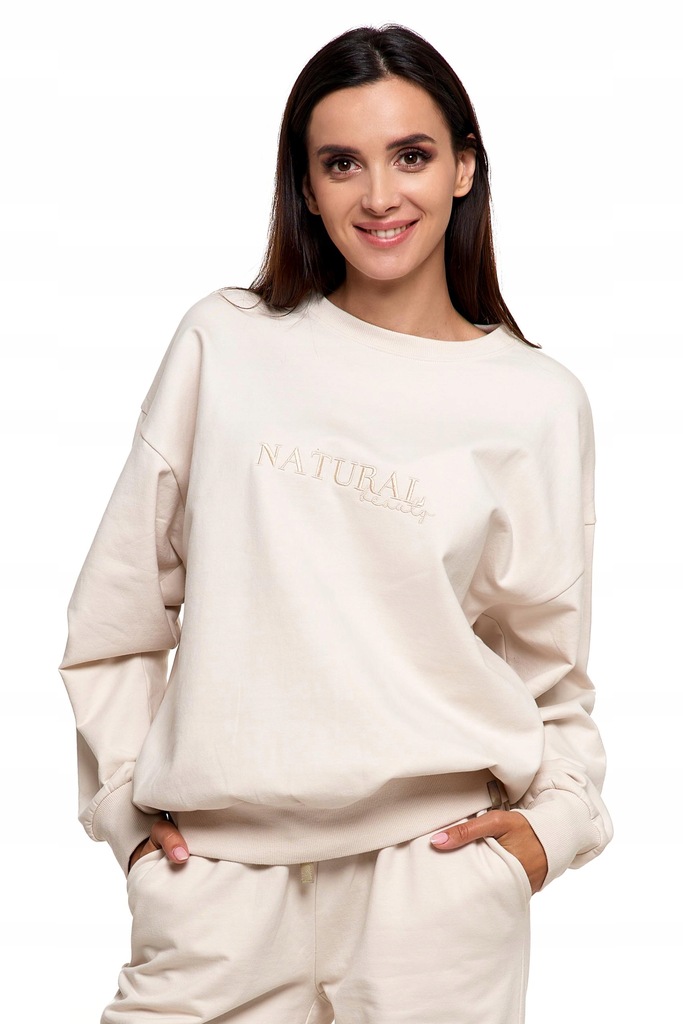 Bluza damska dresowa ciepła bawełniana sweter MORAJ ECRU beżowa M
