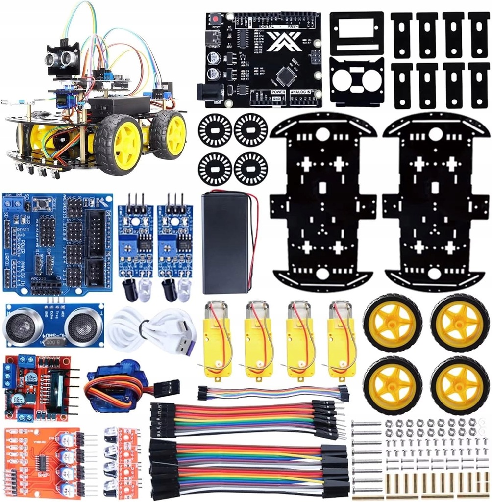 INTELIGENTNY ROBOT SAMOCHÓD UMIE UNIKAĆ PRZESZKÓD ZGODNY Z ARDUINO