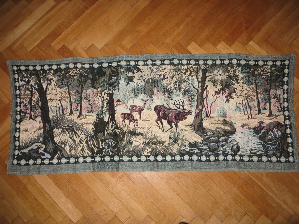 BARDZO DUŻY ŁADNY KILIM ZWIERZĘTA LEŚNE