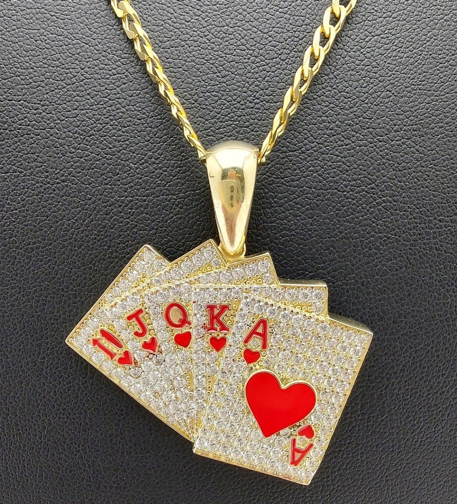 Złota Zawieszka Karty Poker Królewski 4x4,5cm 14K 585 10,24g