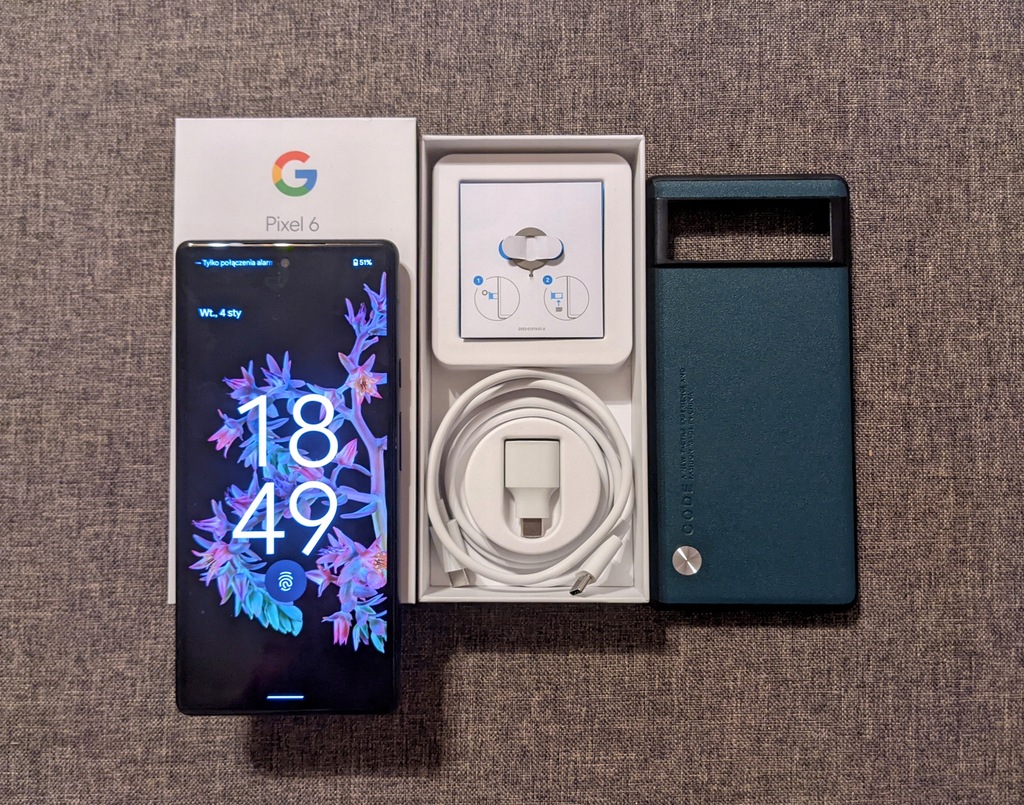 Google Pixel 6 8/128GB Stormy Black Etui Słuchawki