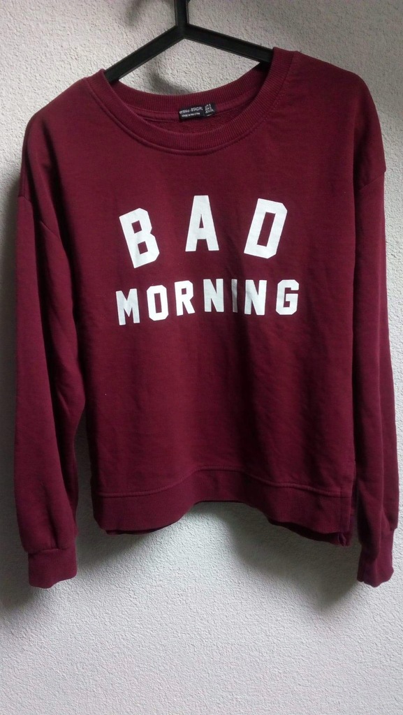 Bershka Bluza S Bordo Nadruk Idealny Bad Morning