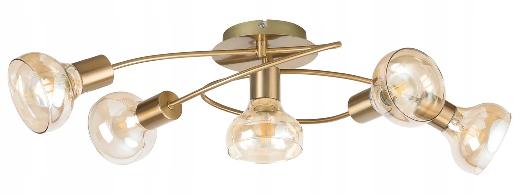 Lampa sufitowa pięć szklanych kloszy antyczny złoty do salonu Rabalux