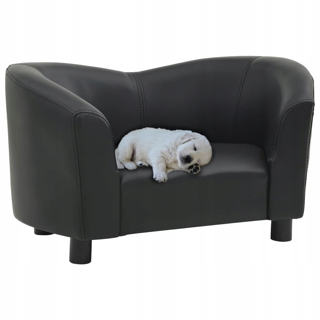 VidaXL Sofa dla psa, czarna, 67x41x39 cm, sztuczna