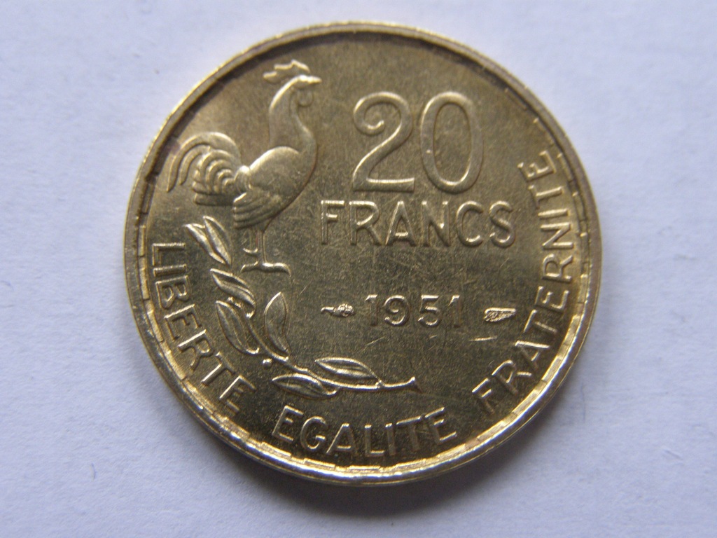 FRANCJA FRANCE 20 FRANCS 1951 ROK BCM !!!!!!! 0856