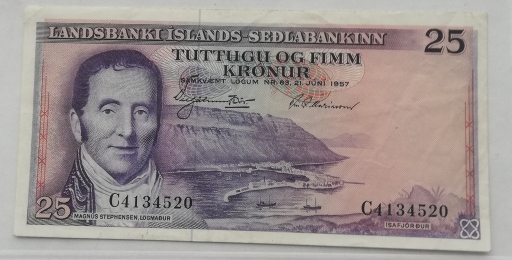 Islandia 25 koron 1957