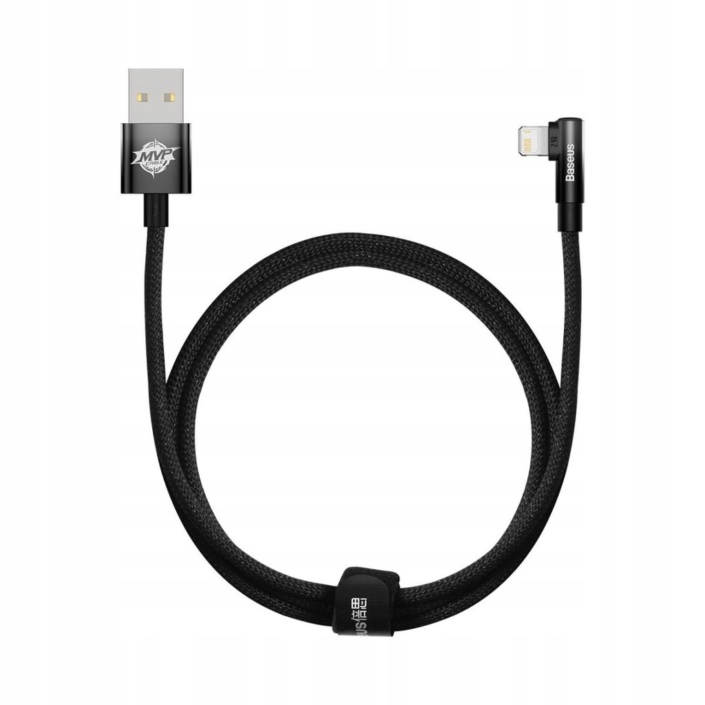 Kabel kątowy Baseus MVP 2 Elbow USB-A - Lightning 1m 2.4A czarny