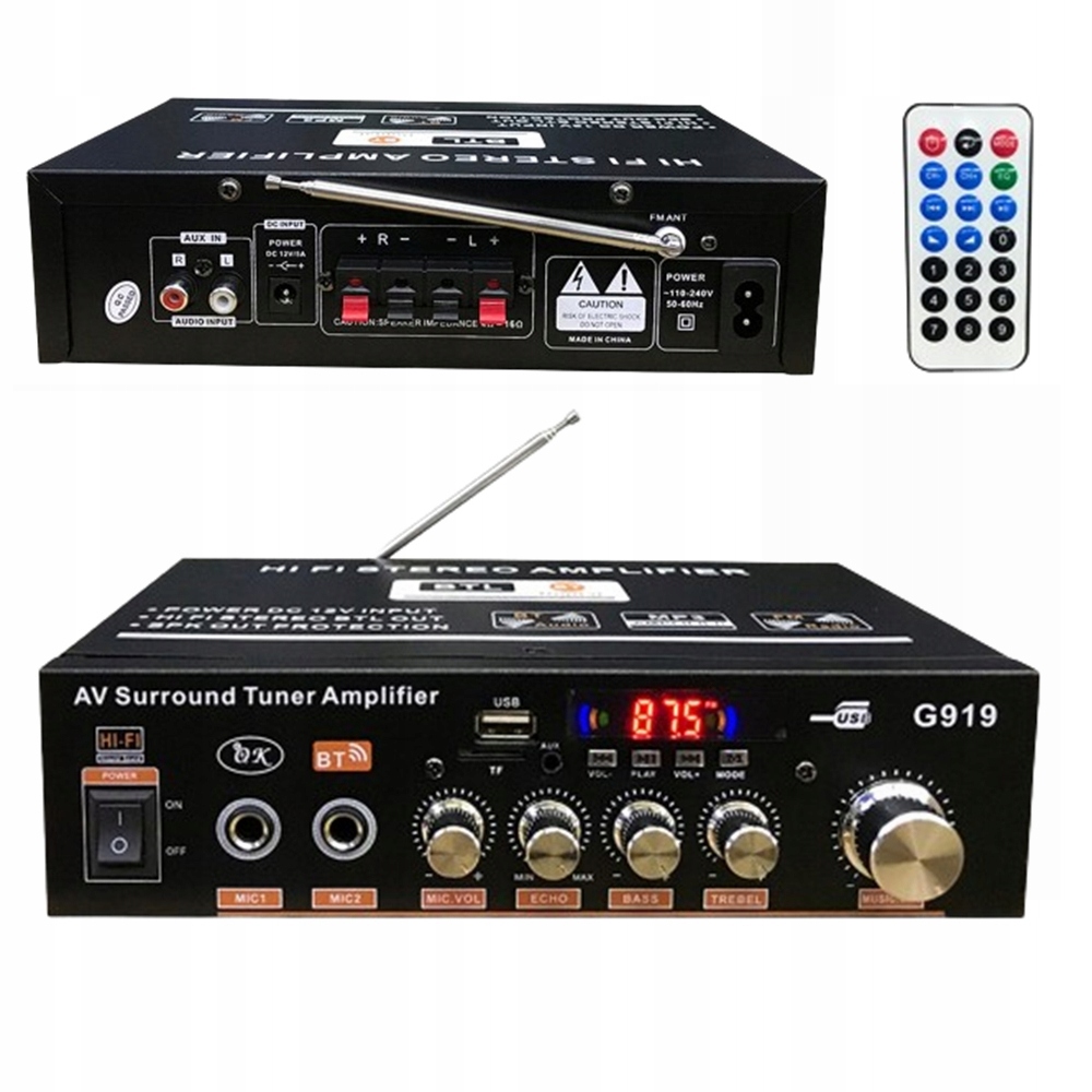 HIFI STEREO AMPLIFIER 300W+300W BLUETOOTH 5.0 MINI AUDIO PLAYER G919