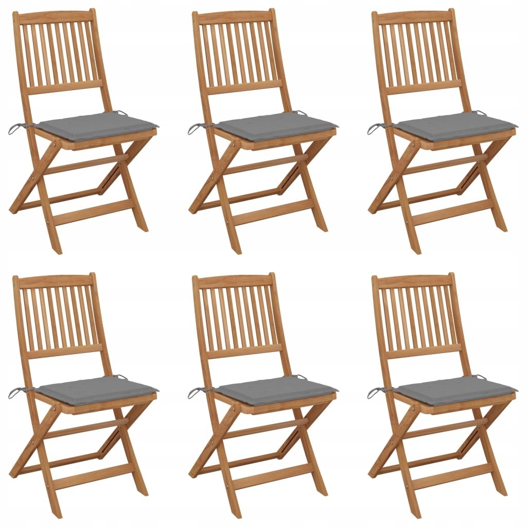 VidaXL Składane krzesła ogrodowe 6 szt., z poduszk